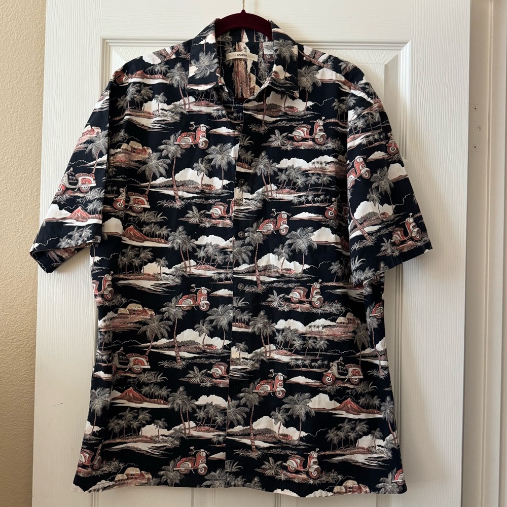 Men's Black and White Tropical Print Shirt by Campia Moda